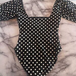kate spade Black with White Polka Dots One-Piece Swimsuit rare retro